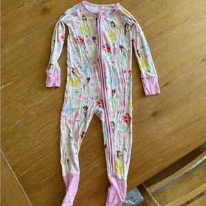 Little Sleepies Disney Princess Print Footie Pajama - Pink and Yellow
